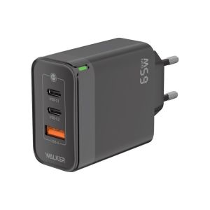 Сетевое зарядное устройство Walker WH-45 65W GAN (PD USB-C 65W, PD USB-C 30W, QC3.0 USB-A 18W) black - 919397 Сетевое зарядное устройство Walker WH-45 65W GAN (PD USB-C 65W, PD USB-C 30W, QC3.0 USB-A 18W) black - 919397