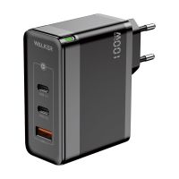 Сетевое зарядное устройство с быстрой зарядкой WALKER WH-47 (100w GaN PD 2USB-C/USB-A ports charger) black Сетевое зарядное устройство с быстрой зарядкой WALKER WH-47 (100w GaN PD 2USB-C/USB-A ports charger) black